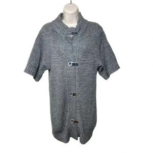 Womens Michael Kors Gray Metal Toggle Cardigan Sweater Wool Blend Size M EUC